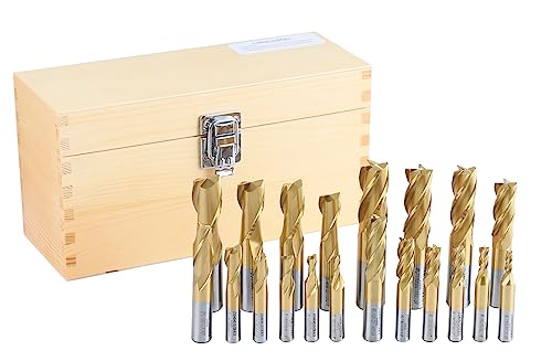 Accusize Industrial Tools TiN Coated HSS End Mill Set