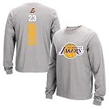 Sudadera sin Capucha de los Hombres Casual NBA Ropa de Baloncesto Lakers Jersey de los Hombres de Deportes de Manga Larga Casual Gris Jersey de Ropa,S
