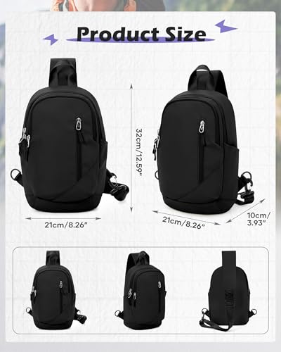 Image of Small Black Sling Crossbody Backpack Shoulder Bag for Men Women