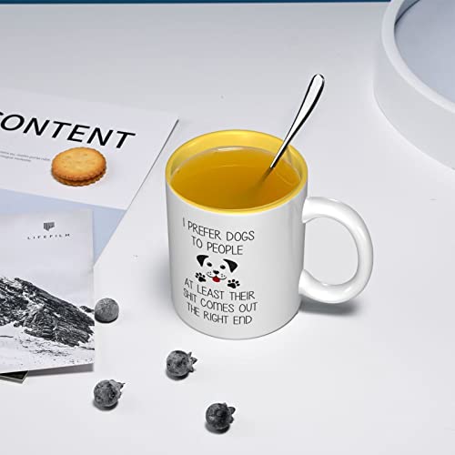 Taza de café divertida con texto en inglés "I Prefer Dogs to People Dog Mum Dog Lover", regalo de regalo para amantes de los perros, taza de café de color interior, taza de té Yellowmugs - Imagen 8