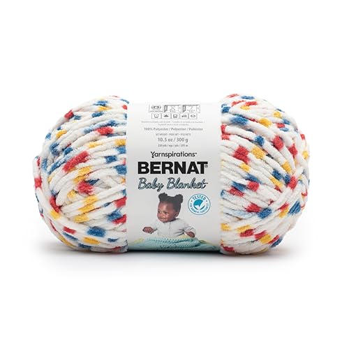 Image of Bernat Baby Blanket Primary DOT Yarn - 1 Pack of 300g /10.5 oz - 100% Polyester - #6 Super Bulky - 220 Yards - Knitting /Crochet
