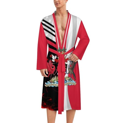 Trinidad And Tobago American Flag Bathrobe Spa Robe Unisex Robes Sleepwear Loungewear Lightweight