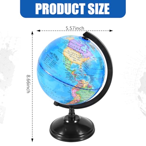 image for KISEER Rotating World Globe 6 Inch Spinning Earth Globe with Stand for