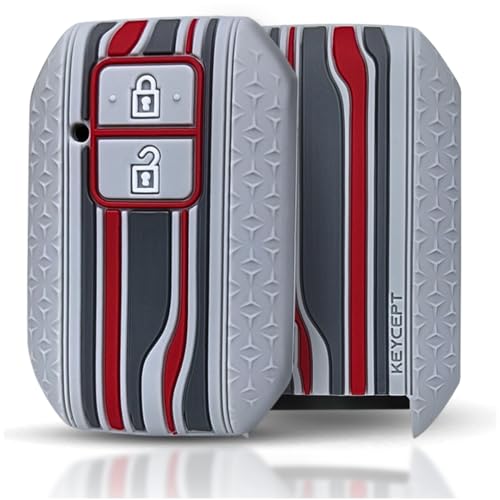 Image of KEYCEPT Tristar Key Cover for Suzuki Swift, Dzire, Ertiga, Grand Vitara, Celerio, Brezza, Fronx, Jimny, Ignis, Urban Cruiser, Rumion, Hyryder, E-Vitara (2 Button smart Key Cover, Grey)