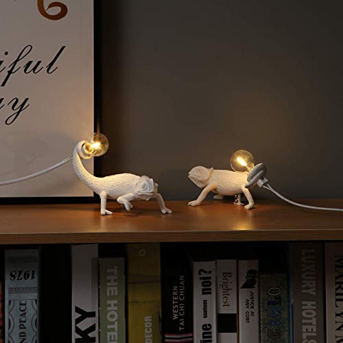 Image of MAYOLA Modern Chameleon Table Lamp,Desk lamp,Night Light,Wall Lamp, Resin Chameleon Lighting Fixture for Living Room, Bedroom, Office,Kids (Table Lamp, A-White)