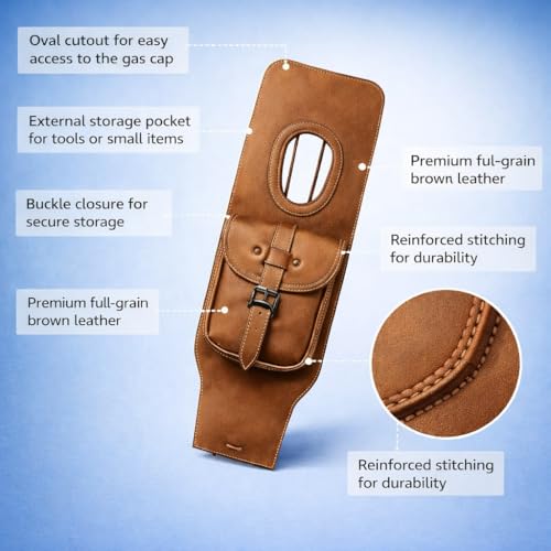 Image of Bike Petrol Tank Cover Brown PU Rexine Water Proof Pocket Cover for RE Classic All Model's 1