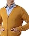 QUALFORT Men's Cardigan 100% Cotton Sweater V-Neck Button Down Knitted Outerwear with Pockets Fashion 2026 Mustard X-Large
