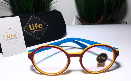 Armação Oculos Grau Infantil Flexível Silicone bordô com Azul Claro