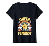Photo Gallery donna femminista queer maglietta con collo a v Photo Gallery donna femminista queer maglietta con collo a v