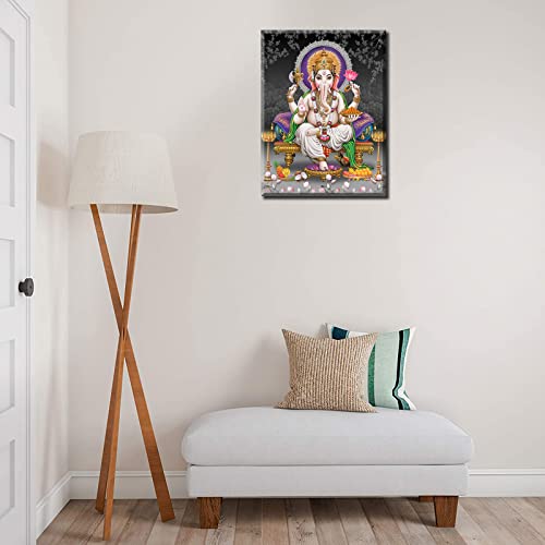Tucocoo Lord Ganesha Paintings For Living Room Elephant God Pictures 1 Panel Canvas Hindu Temple Wall Art Contemporary Artwork Home Decor Wooden Framed Ready To Hang Posters And Prints 12"X16" #TOP3