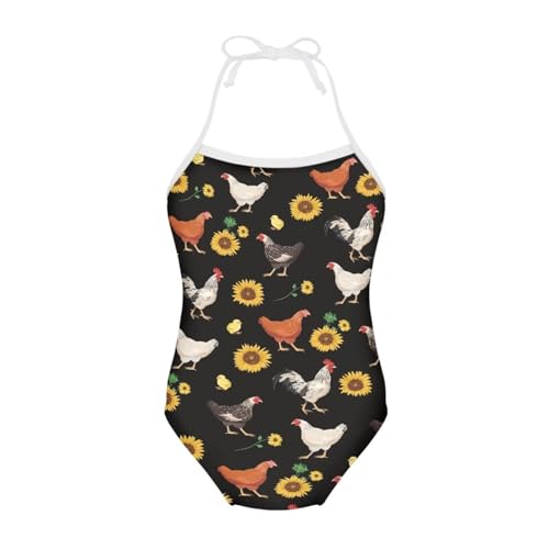 Image of Girls One Piece Swimsuit Summer Quick Dry Beach Sport Bathing Suit Halter Strap 1-10 Little Kids Toddler Swimwear