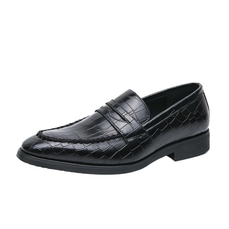 Men's Oxford Dress Shoes Party Outdoor French Leather Slip-on Heel Non Slip Anti-Slip Low Top Rubber Sole Office Round Toe