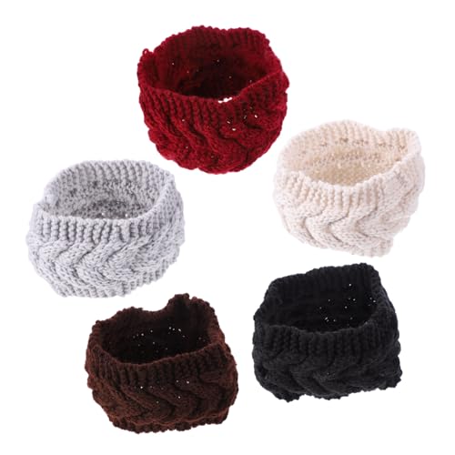 TINEASUR 5pcs Knitted Warm Headbands Women Ear Protection Hair Band Elastic Turban for Outdoor Activities