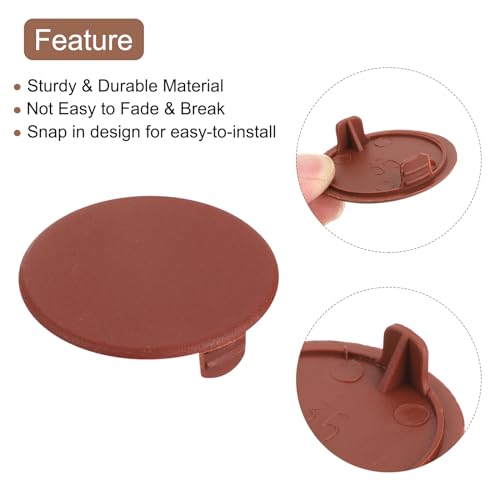 Image of uxcell 10Pcs Hinge Hole Covers, 35mm(1-3 /8 inch) Dia Plastic Concealed Hole Cover Round Flush Type Caps for Furniture Cabinet Cupboard, Red Brown