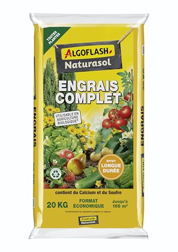 Algoflash Naturasol Engrais Complet, Longue Durée, Sans Odeur - 20 Kg
