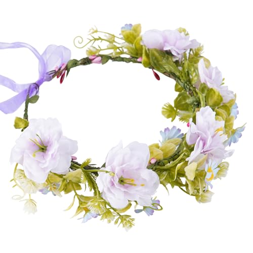 KorViSHOW Purple Flower Crown Headband, Rose Daisy Floral Headpiece
