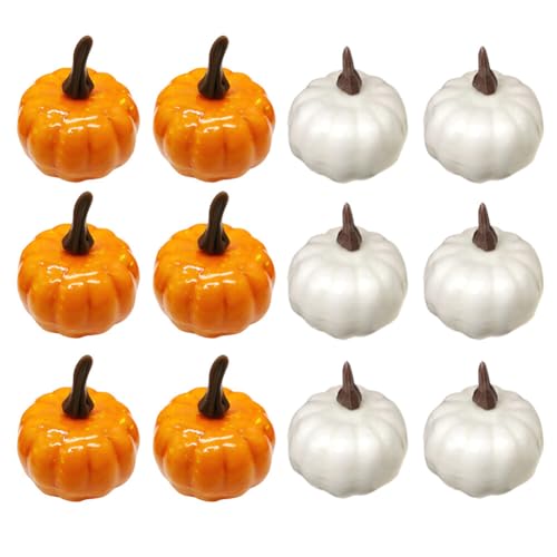12PCS Artificial Pumpkins, Mini Fake Pumpkins Foam Pumpkin Artificial Vegetables for Halloween,Harvest Thanksgiving Party Decor, Small Pumpkins for Table Decorations Farmhouse Decor