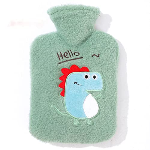 Bouillotte eau peluche UKKO verte 2L avec housse de protection anti-explosion