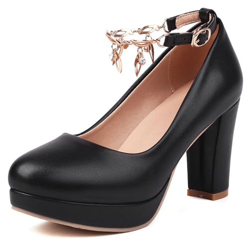 Platform Block High Heels Women Strap Formal Shoes