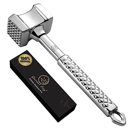 Batticarne acciaio inox 304 professionale | Design ORIGINALE | Batticarne professionale ideale per cotolette, braciole, bistecche | Batticarne a martello con 5 anni di garanzia