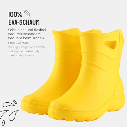 Ladeheid Gummistiefel Damen leichte Eva wasserfeste Schuhe Damen Bequeme und komfortable Gummischuhe KL027D (Gelb, 38 EU)