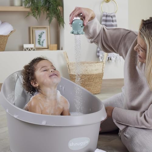 Image of Toddler Bath Tub | Larger Bath for Bigger Kids at Bathtime | Includes Warm and Soft Foam backrest | Grippy Anti-Slip Surface | Includes Easy Drain Bath Plug | Blossom