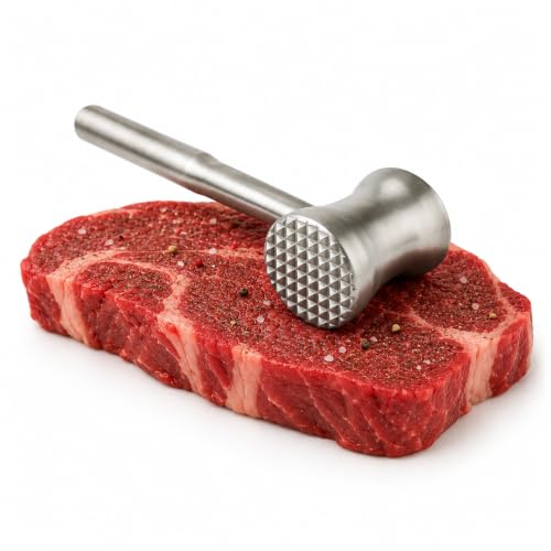 304 Stainless Steel Tenderizer Mallet Dual-Sided Hammer, Heavy Duty Pounder Tool for Steak, Beef & Chicken Cutlets, Textured Grip Kitchen Mallet, Dishwasher Safe Beater for Cooking by one Source unlimited - Used condition - US$18.99