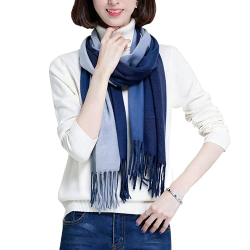 Glamexx24 Schal Damen Winterschal Gefühl Langer Schal mit Fransen Baumwolle Warm Herbst Winter Farbverlauf Deckenschal und Tücher 165x 70 cm