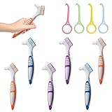 Prothesenzahnbürste, Zahnbürste für Prothesen, 10-teiliges Set mit Doppelborstenkopf, Inklusive 6 Zahnprothesen Bürste und 4 Einmalige Zahnspangenentferner, Doppelseitige ProthesenreinigungsbüRsten