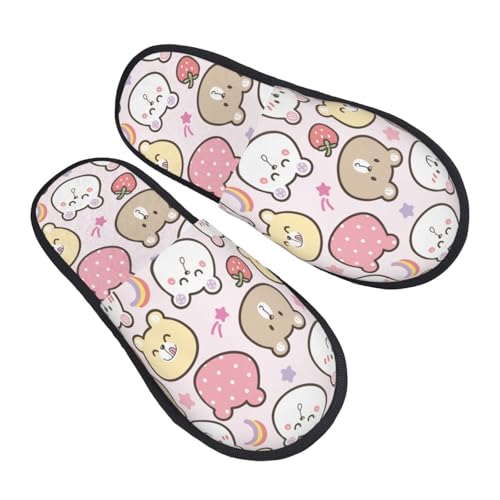 Cute Cartoon Bear Face Slippers for Women Fuzzy House Shoes Anti-Skid Indoor Slipper Gifts for Women Mom Ladies