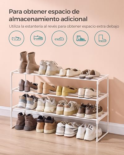 Miniatura 5 de Songmics Zapatero De 3 Niveles, Zapatero De Metal, Organizador De Zapatos, Para 12-15 Pares De Zapatos, Apilable, Pasillo, 30 X 92 X 55 Cm, Blanco Perla Lsa303w03