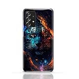 Handyhülle für Samsung Galaxy A3 2016 Hülle aus Silikon/TPU für die Rückseite mit Motiv 3532 kosmicher Tiger Portrait Wolken Sterne blau orange