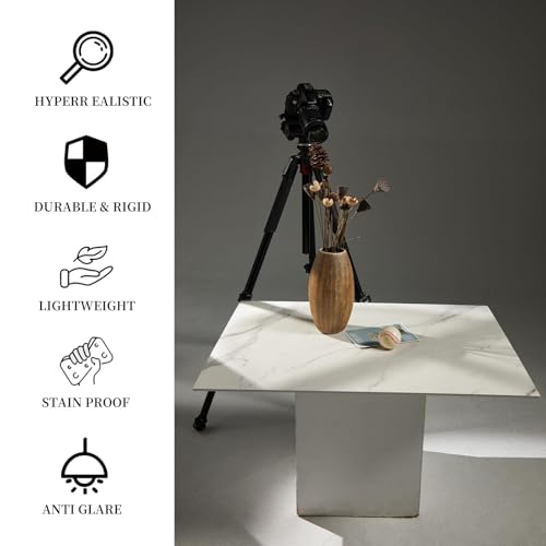 Image of 2 PCS 24x32 Inch Boards Photo Backdrop for Flat Lay, Food Table Top Photography Background, BEIYANG (Marble+Light Gray)