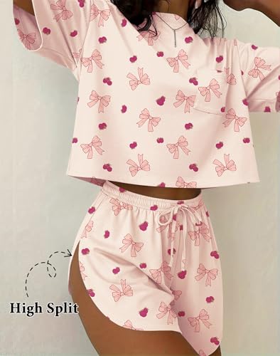 Image of Ekouaer Womens Pajama Sets Sexy Lounge Sets Side Split Short Pj Sets