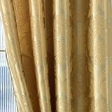 Amidoudou 1 Pair European Flower Curtains for Bedroom Luxury Gold Curtains for Living Room (2 PCS 54x96 Inch,Gold)