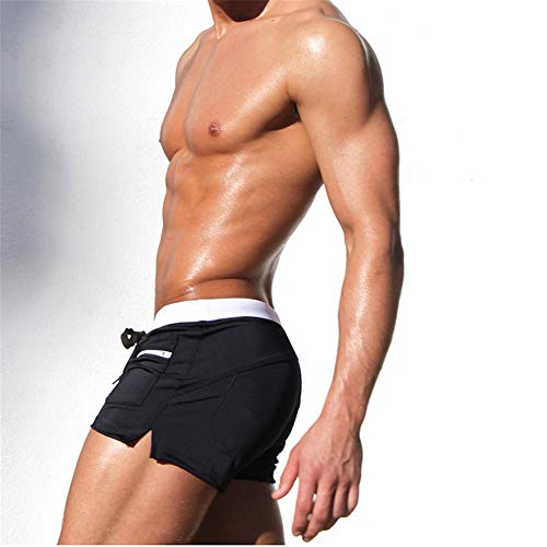 Men's Swim Trunks Square Leg Swimming Boxer Briefs Beach Swimsuits Zipper Pocket4