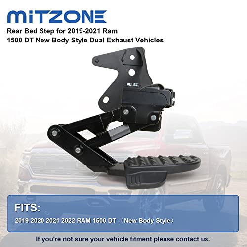 Mitzone Rear Bed Step For Ram 1500 2019 2020 2021 2022 Dual Exhaust Vehicles Folding Truck Step Retractable Bumper Tailgate Step Replace 82215289Ah #TOP2