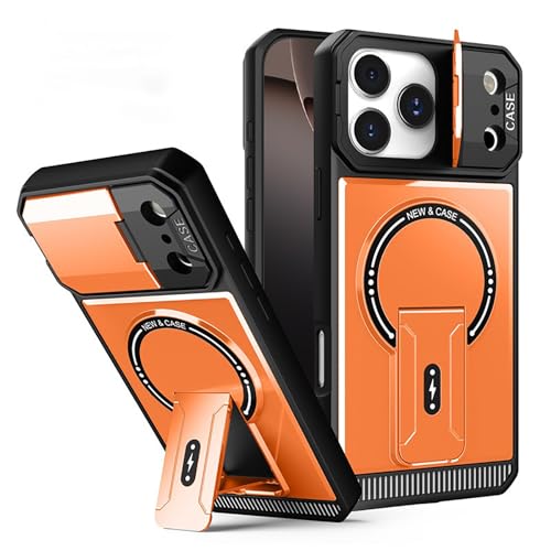 HUHUCASE iPhone 17 Pro Max �ی�P�[�X ���J�j�J���X�^���h �����Y�J�o�[ ���C�����h�~�f�U�C�� iPhone17 Pro Max �ی�P�[�X (iPhone16, �I�����W)