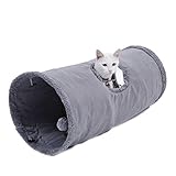 PAWZ Road Schön Faltbar Katzentunnel Katzenspielzeug mit Ball Rascheltunnel für Katzen Welphln Kaninchenoder Kleintiere Grau 67 * 30cm*