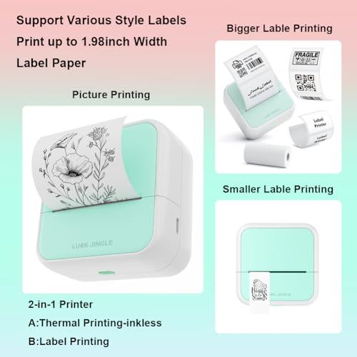 GOAKICHGO Máquina de etiquetas, mini impressora de etiquetas térmica portátil, máquina de etiquetas