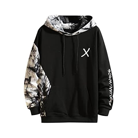 Mens Graffiti Hoodies Print Sweatshirt Fashion Tracksuit Casual Hip-Hop Funny Coat Cover