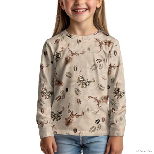 Image of Renewold Boys Girls Tees Kids T-Shirt Long Sleeve Crewneck T Shirts Casual Athletic Tops Clothing for Home School Travel