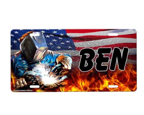 onestopairbrushshop Welder Personalized Novelty Car Tag Metal Sign