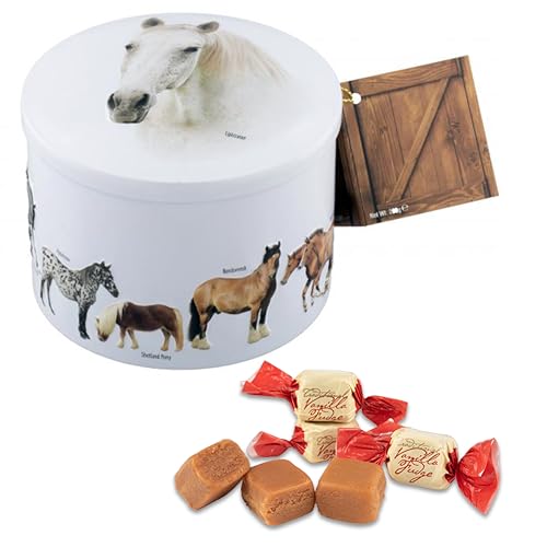 Gardiners of Scotland Handmade Fudge, Horses Vanilla Fudge 7 Ounce Round Tin