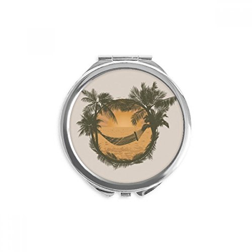 Miroir rond de poche haut de gamme imprimé cocotier et nuage