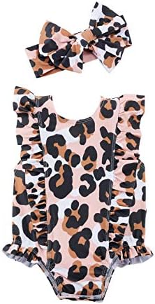 Mud Pie baby girls LEOPARD SWIMSUIT AND HEADBAND, Pink, 2T US