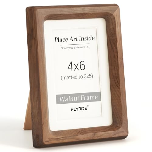 FLYJOE 10x15 cm Bilderrahmen, Massivholz Walnuss-Fotorahmen, Gehärtetes Glas, Handgefertigte Abgerundete Ecken… – Ansicht 1