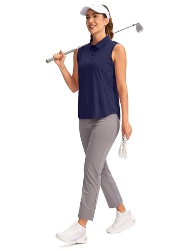 Santiny Women's Sleeveless Golf Shirt Collared Button-Down Polo Shirts Quick Dry Golf Tennis Tank Tops For Women (Navy_S) #TOP5