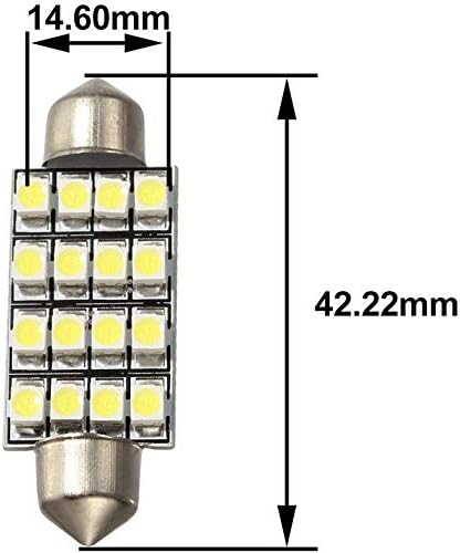 Jtech 4x 42mm (1.65") 16-SMD DC 12V Super Bright White LED Bulb 211, 212, 211-2, 212-2, 214-2, 560, 569, 578, 6413, 6429 etc.