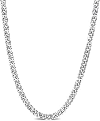 Curb Link Chain - Mens Silver Chain - Cuban Chain for Women - Silver Chain for Men - Cadena de Plata 925 para Hombre - Chain Necklace for Men and Women- Curb Link - Silver - 4.4MM - 16in